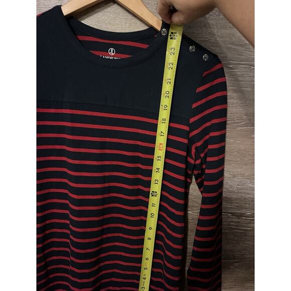 Lands End Top Red Blue Striped Button Back Long Sleeve Preppy Nautical S - Picture 5 of 7